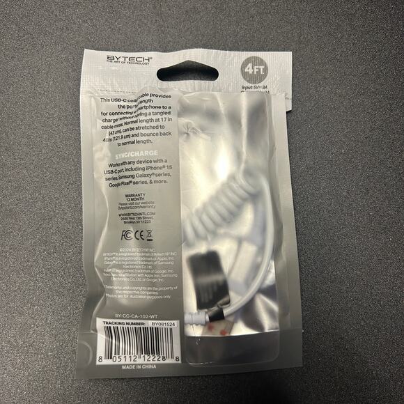 New Bytech 4 Foot USB-C Coiled Cable - Picture 2 of 2
